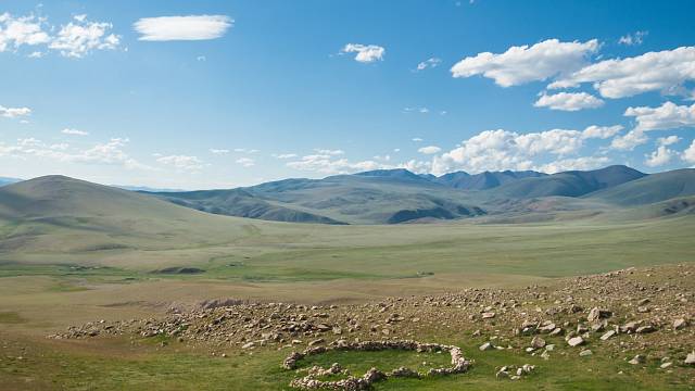 Mongolský pravěký hrob.
