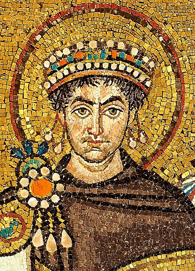 Císař Justinián, mozaika.