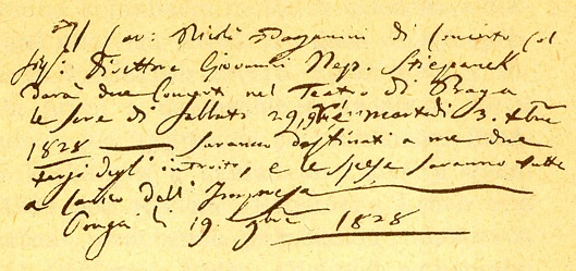Smlouva na Paganiniho koncerty v Praze