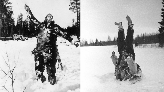 Zmrzlá těla sovětských vojáků během zimní války