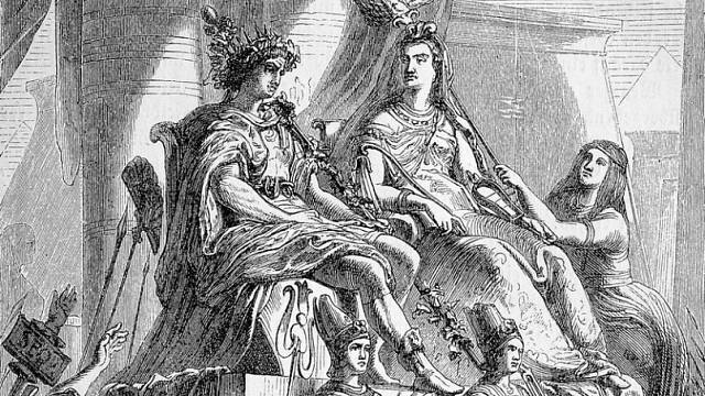 Kleopatra s Markem Antoniem u dvora.