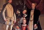 Maxmilián II., Maria Španělská a Rudolf II s Matyášem