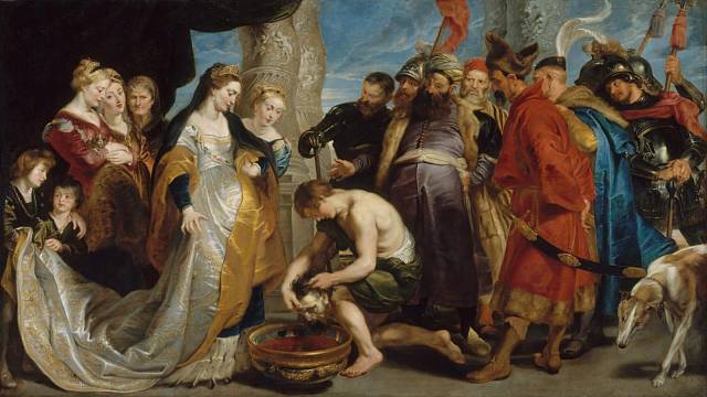 Tomyris vrhá hlavu mrtvého Kýra do nádoby s krví, Rubens.
