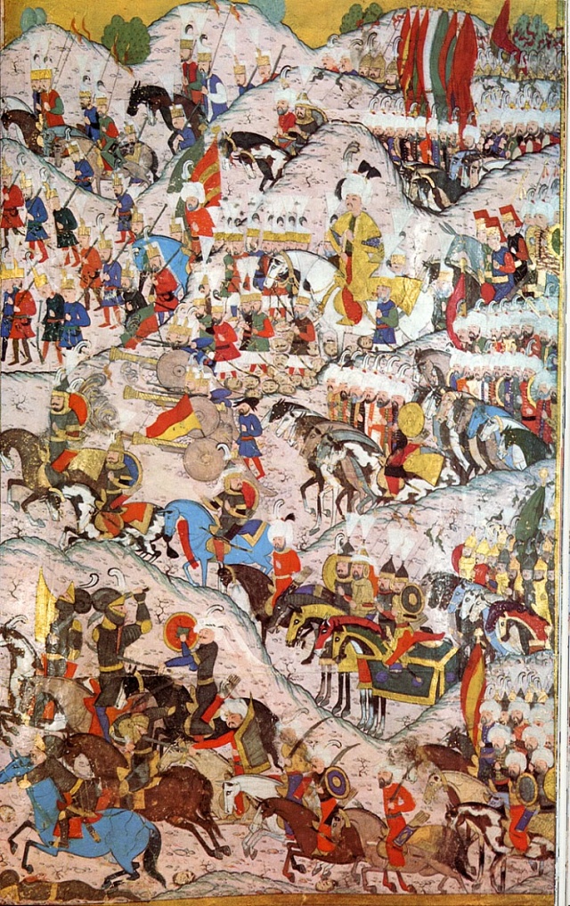 Bitva u Moháče, osmanská miniatura.