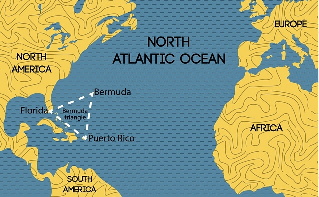 Bermudský trojúhleník má rozlohu přes milion kilometrů čtverečních.