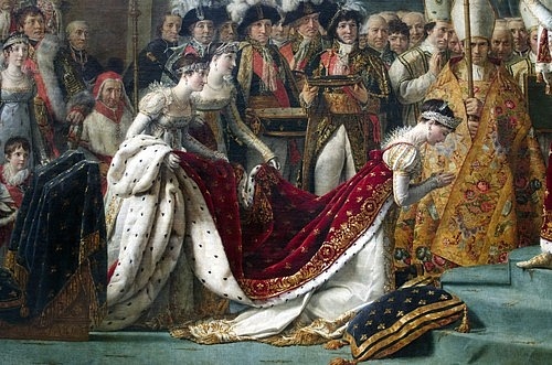Korunovace královny Josefíny Napoleonem, papež požehnal císařovně.