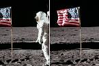 Astronaut provedl pohyb, ale vlajka zůstala v neměnné pozici.