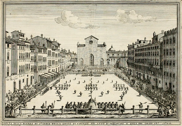 Fotbal ve Florencii na konci 17. století.