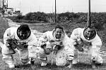 Členové posádky Apolla 7 Walter Schirra, Donn Eisele a Walter Cunningham