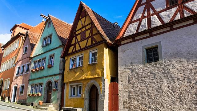 Středověké domy v bavorském Rothenburgu