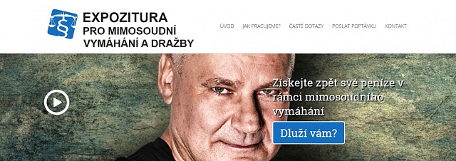 Jiří Kajínek v reklamě vymahačské firmy