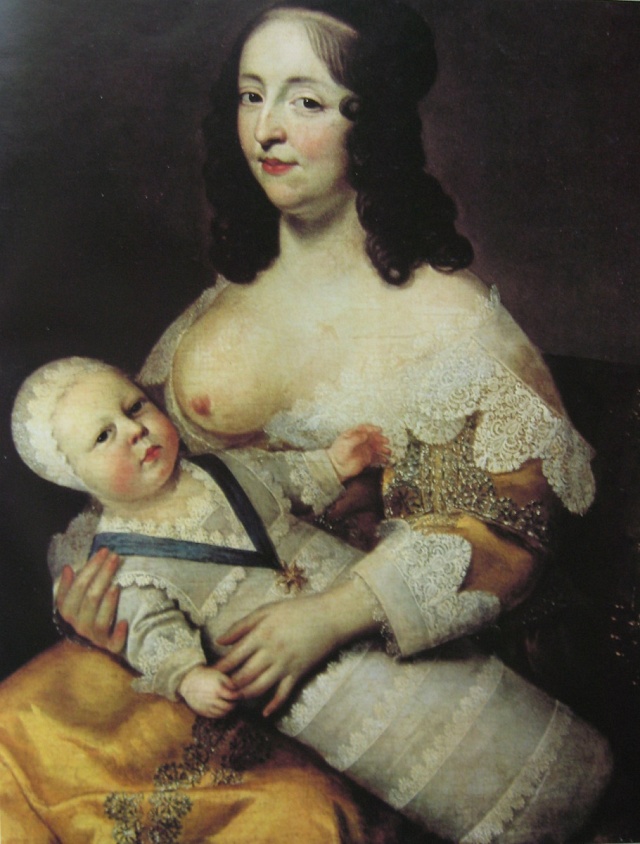 Ludvík XIV. jako nemluvně se svou chůvou Longuet de la Giraudière