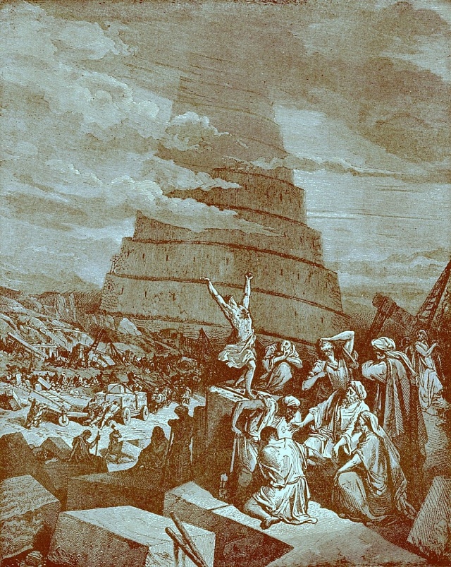 Stavba Babylonské věže byla podle biblického příběhu přerušena.