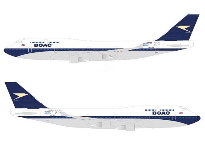 Vizualizace retro nátěru BOAC na Boeingu 747-400 aerolinek British Airways.