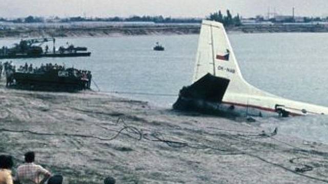 Místo pádu letounu Il-18B do jezera Zlaté piesky v Bratislavě