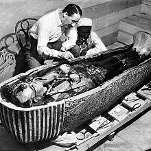 British archaeologist Howard Carter in the tomb of Pharaoh Tutankhamun