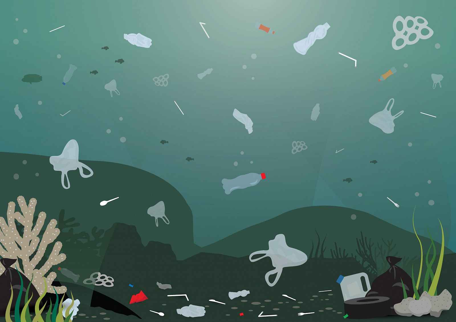 Plastic pollution illustration