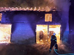 Požár stodoly v Lipenci