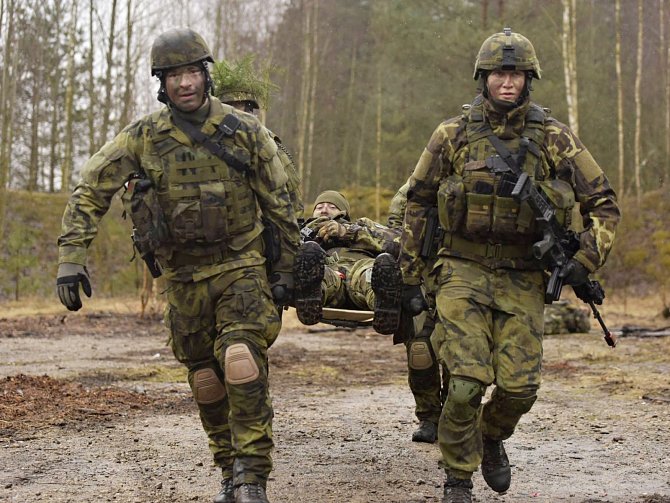 Vojáci ze žateckého 41. mechanizovaného praporu v minulých dnech v Litvě trénovali ošetřování raněných.