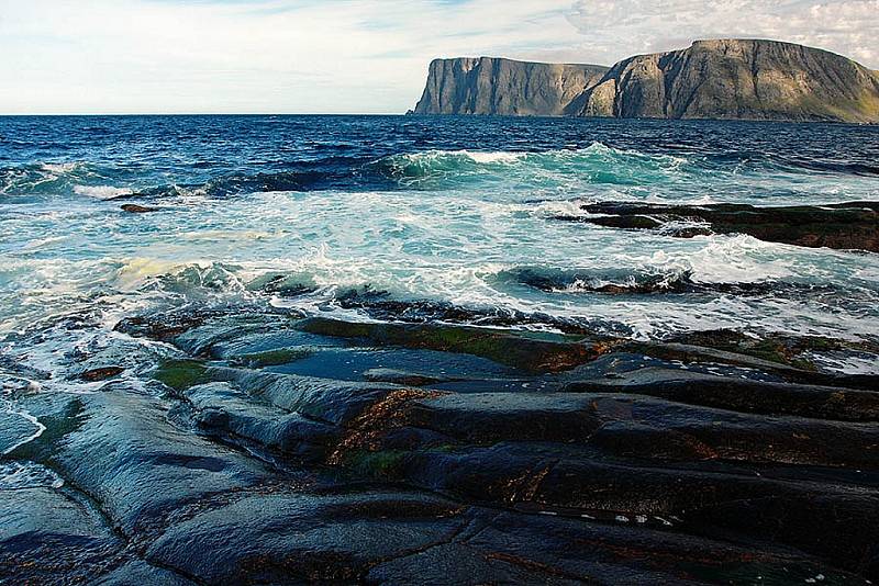 Pohled na Nordkapp z výběžku Knivskjellodden