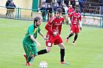 Fotbalisté Slavoje Žatec (v zeleném) porazili tým Proboštova 3:1.