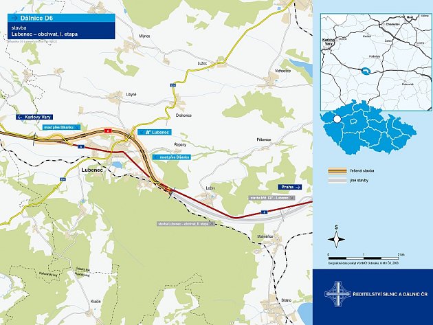 Mapa ukazuje, kudy povede obchvat Lubence na dálnici D6
