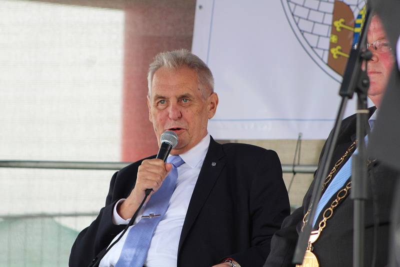 Miloš Zeman navštívil v červnu 2018 Podbořany.