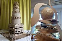 Studenti lounské odborné školy vytvořili modely staveb z vlnité lepenky.