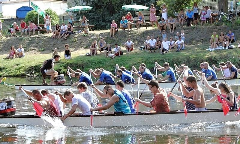 Letní lounské vábení 2015. Závody dračích lodí na Ohři.