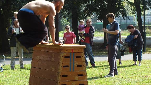 Návštěvníci Jiného dne mohli kromě jiného vidět i ukázky parkouru.