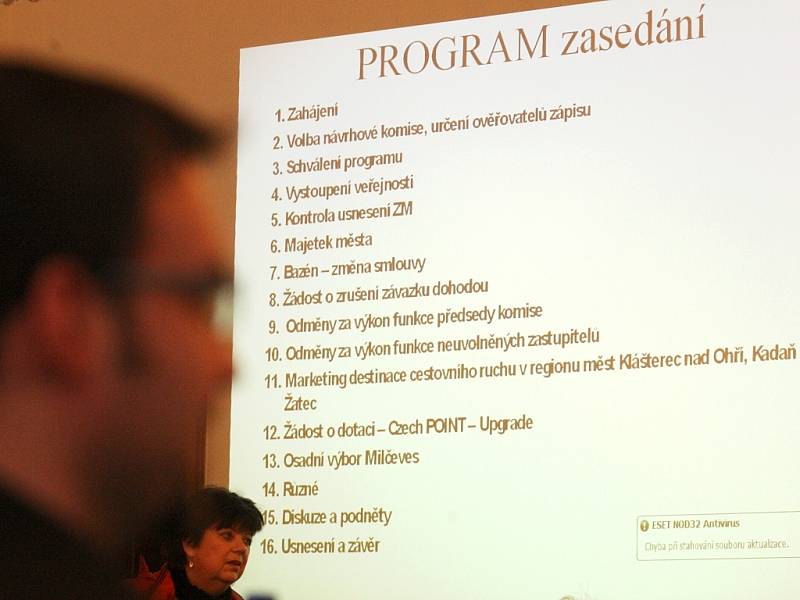 Program zasedání žateckých zastupitelů ve středu 11. března 2009