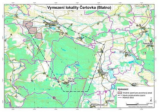 Zvažovaná lokalita u Lubence a Blatna