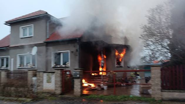 Požár domu v Libočanech