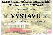 Pozvánka na výstavu Klubu železničních modelářů Jesenice u Rakovníka.