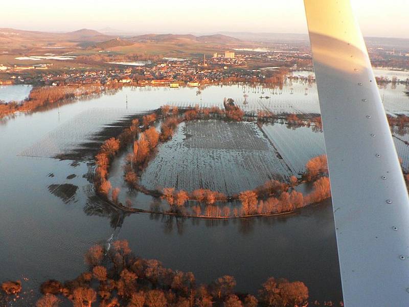 Zaplavená lokalita Mělce u Loun