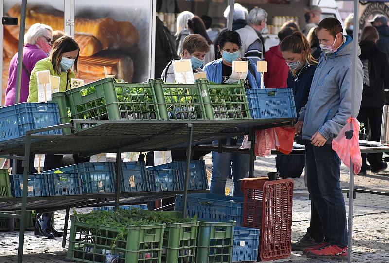 Na náměstí Svobody v Žatci v pátek 15. května po koronavirové pauze proběhly farmářské trhy.