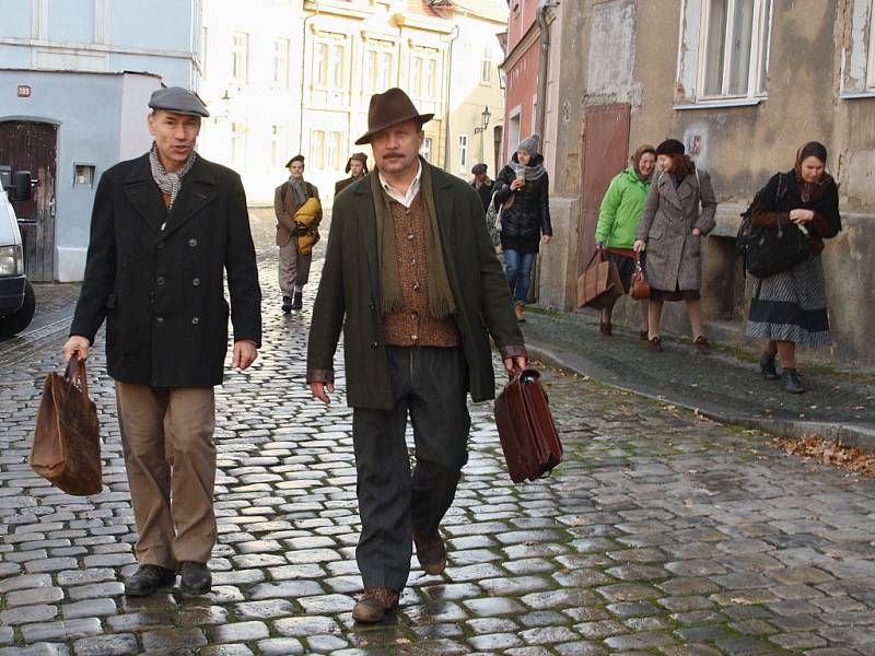 Natáčení trilogie Zahradnictví nedaleko synagogy v Žatci