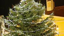 Vánoční strom na Mírovém náměstí v Lounech