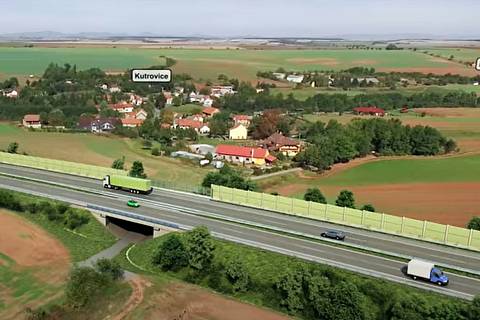 Vizualizace ukazuje, jak bude vypadat dálnice D7 mezi Slaným a Panenským Týncem na Lounsku.