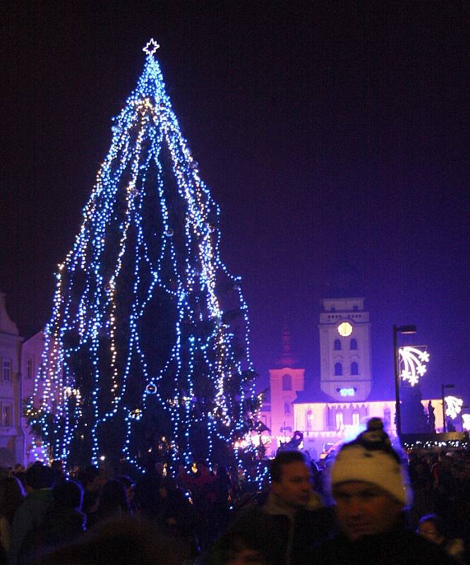 Vánoční strom na žateckém náměstí Svobody