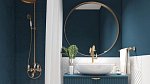 Koupelna v netradičních barvách je sama o sobě dost výrazná. Vybírejte tak, ať zrcadlo neruší.