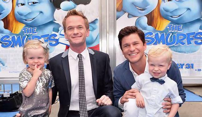 Neil Patrick Harris se svým dlouholetým partnerem Davidem Burtkou a jejich dvojčaty.