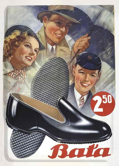 Začátek úspěchu a proslavení obuvnické firmy Baťa ovlivnila reklama na tzv. baťovky – plátěné boty s koženou podešví a elegantní špičkou z pravé kůže.