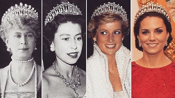 Královny Mary a Alžběta, princezna Diana a vévodkyně Kate