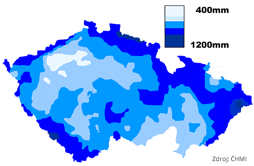 Srážková mapa ČR