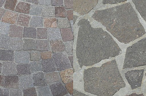 kostky nebo kameny v betonu