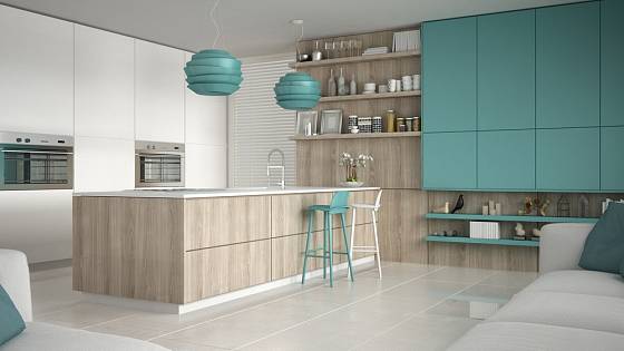 Tři barvy v jedné minimalisticky řešené kuchyni naprosto postačí.