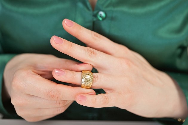 žena, prsten, ruka, prst, zlato