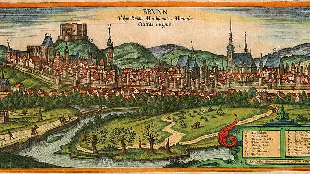 Veduta Brna z roku 1617 na rytině Joris Hoefnagela.