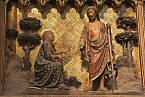 Ježíš a Máří Magdaléna na reliéfu v pařížské katedrále Notre-Dame